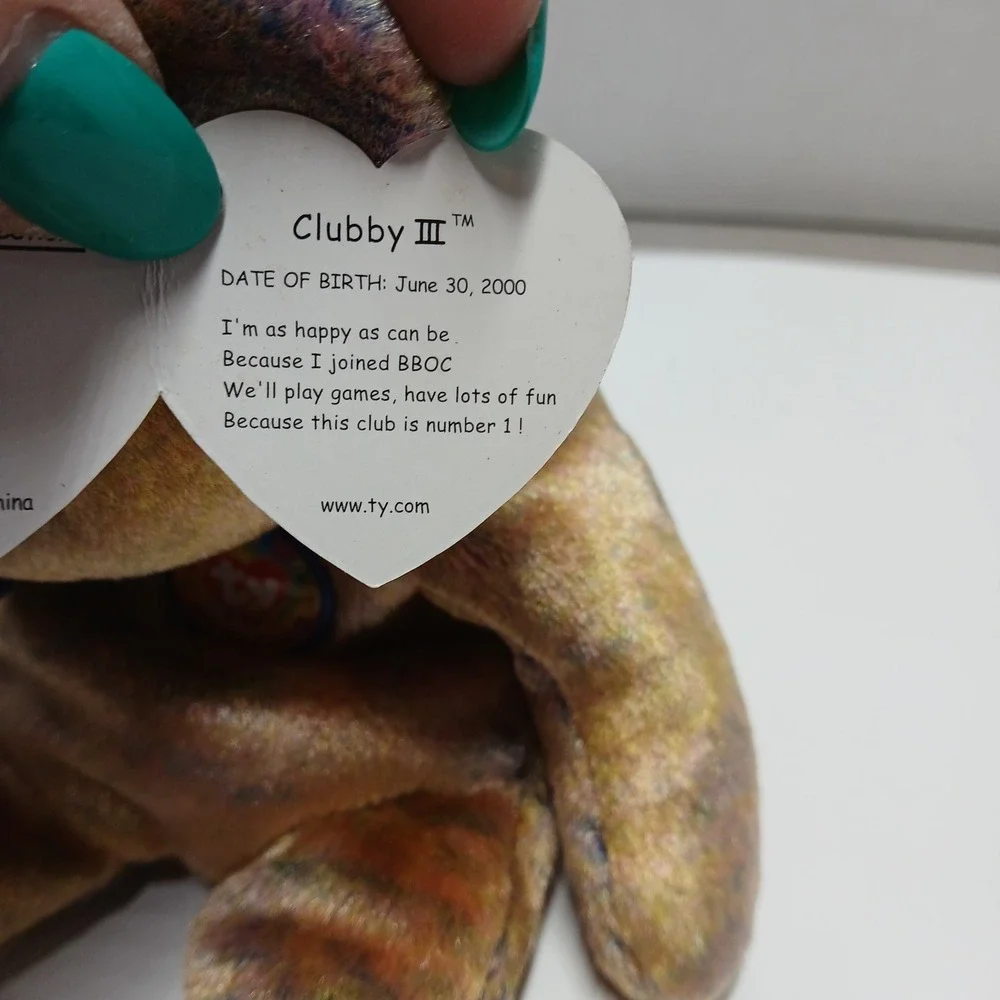 Ty Beanie Baby Clubby III Bear Collector's Club brown freckled w/blue badge 2000
